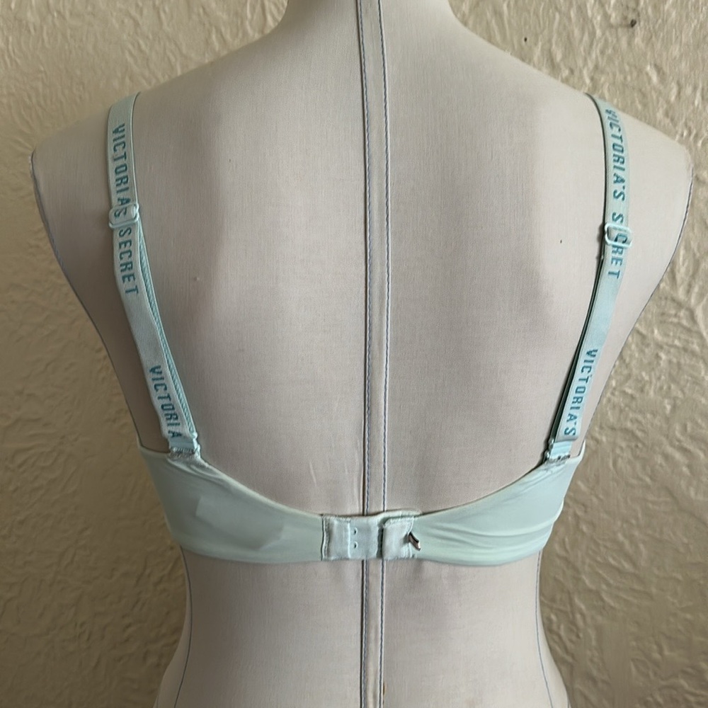 Victoria’s Secret T-Shirt Lightly Lined Full Coverage Light Blue Logo Straps Bra - Picture 4 of 8